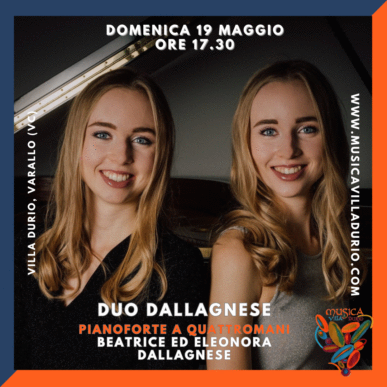 Musica a Villa Durio 45° edizione. Beatrice ed Eleonora Dallagnese. Pianoforte a Quattro mani.