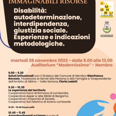 Disabilità. Autodeterminazione, interdipendenza, giustizia sociale @Auditorium Modernissimo a Nembro il 28/11/2023
