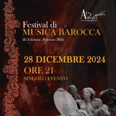 Festival di Musica Barocca 2024 – 28 Dicembre ore 21 – Accademia Musicale Ars Antiqua