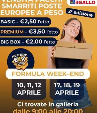 MYSTERYBOX VENDITA PACCHI NON CONSEGNATI E NON RECLAMATI 18 Aprile 2026