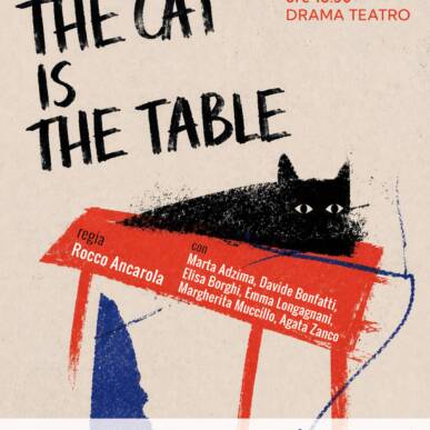 The cat is the table