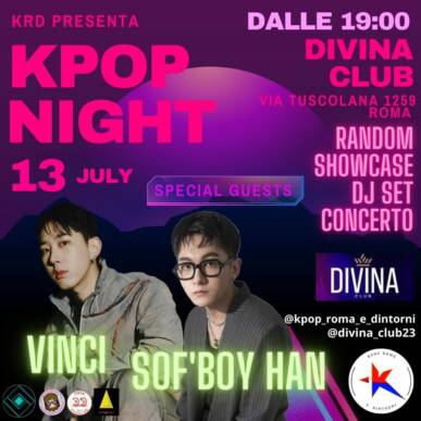 KPOP NIGHT/ dj set e live VINCI e SOF’BOY HAN